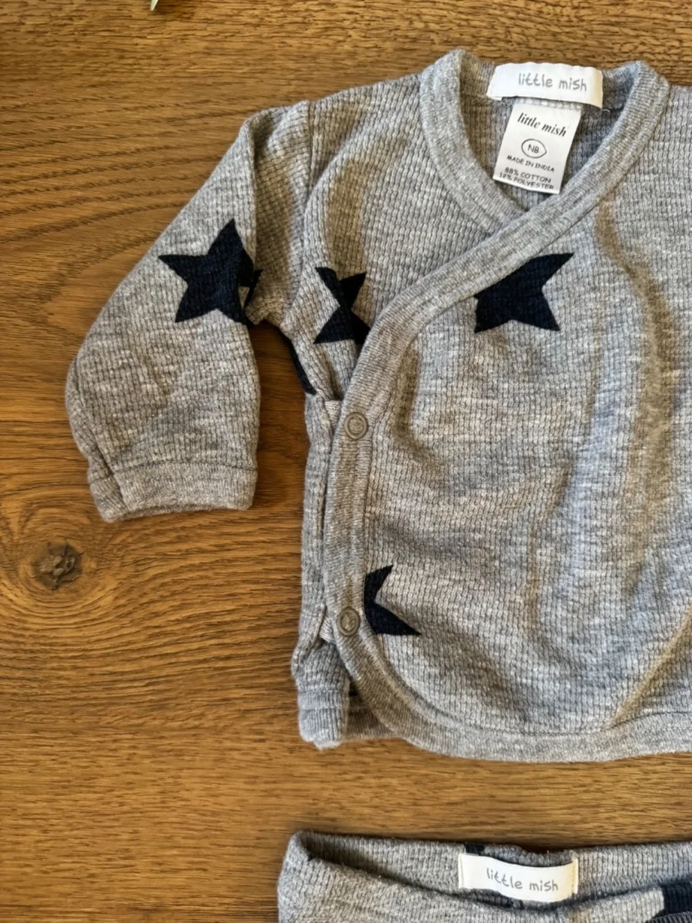 Little Mish Newborn Thermal Star Lounge Set Gray 2-Piece Outfit NB